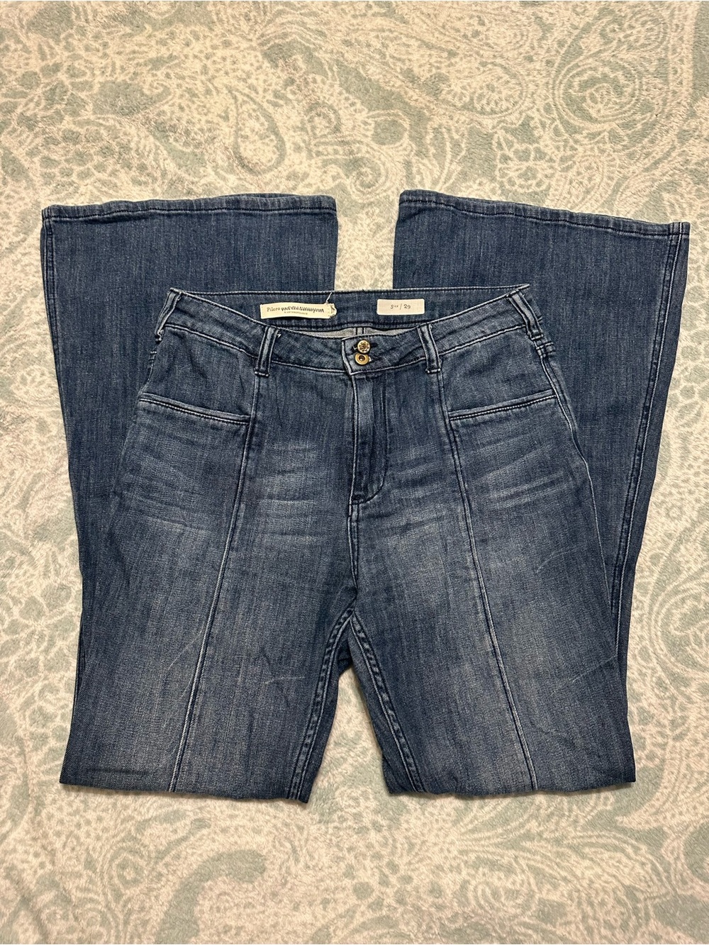 Pilcro And The Letterpress Anthropologie Jeans Front Seam Flare Size 29
